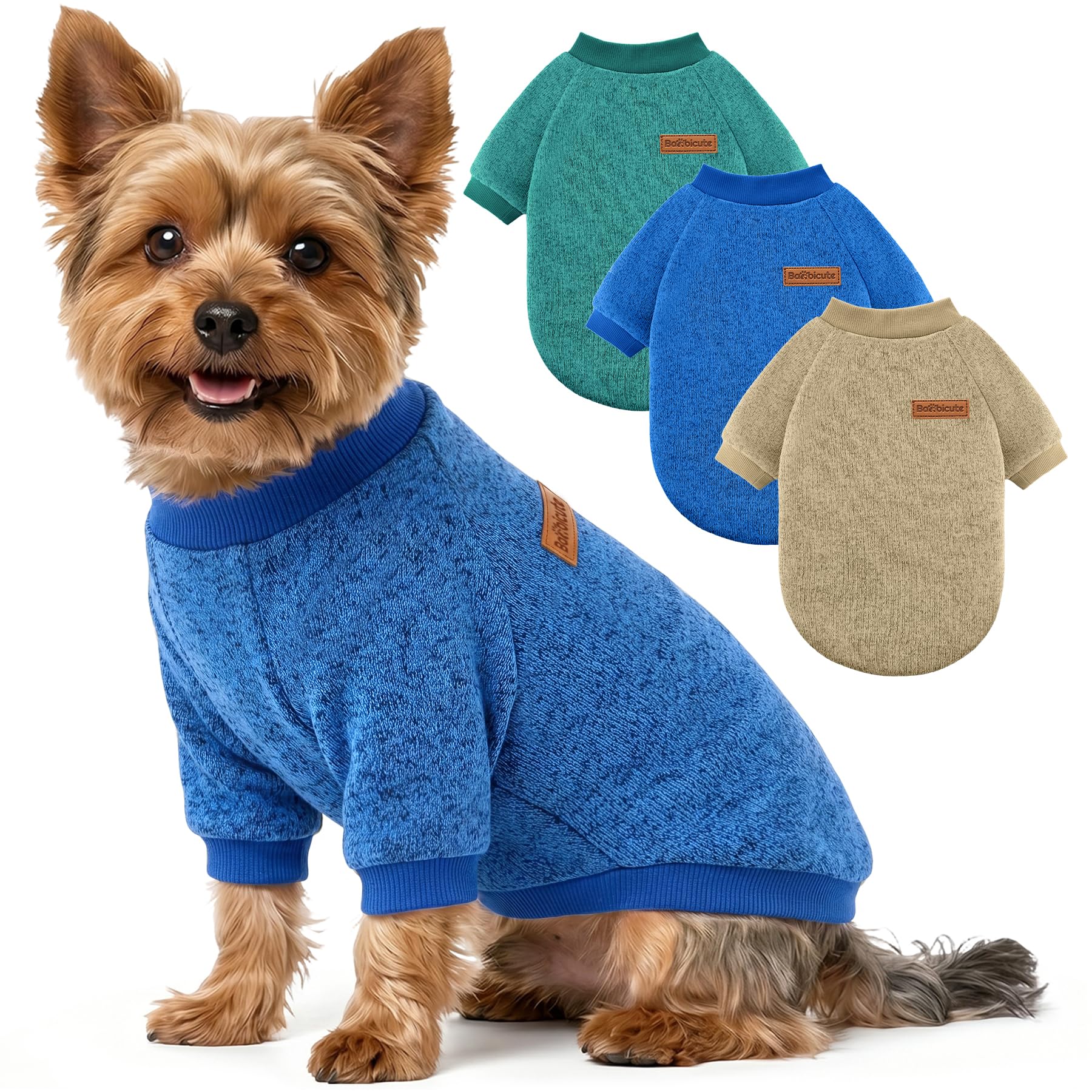 3 Pack Dog Sweaters for Small Dogs Girl Boy Winter Fleece Clothes Warm Soft Dog Sweatshirt Outfit for Dogs Cats Pet Apparel