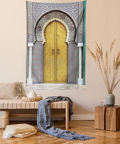 Miniatura 63 de Lunarable Tapiz de La Habana, caballeros que tocan saxofón con sombreros de Panamá y auto rojo nostálgico, colgante de pared para dormitorio, sala