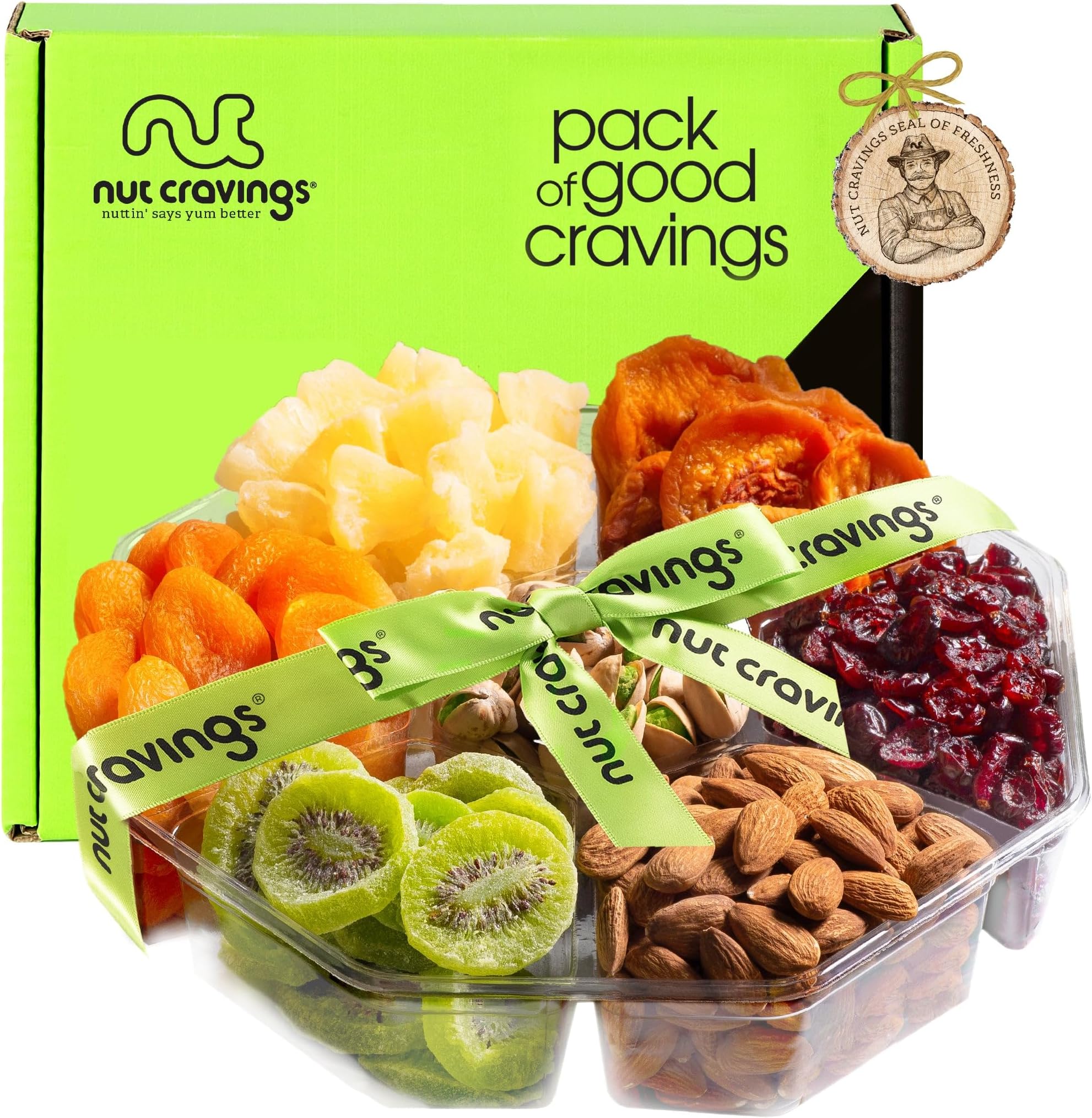NUT CRAVINGS - Dried Fruit & Mixed Nuts Gift Basket (7 Assortments, 2 LB)