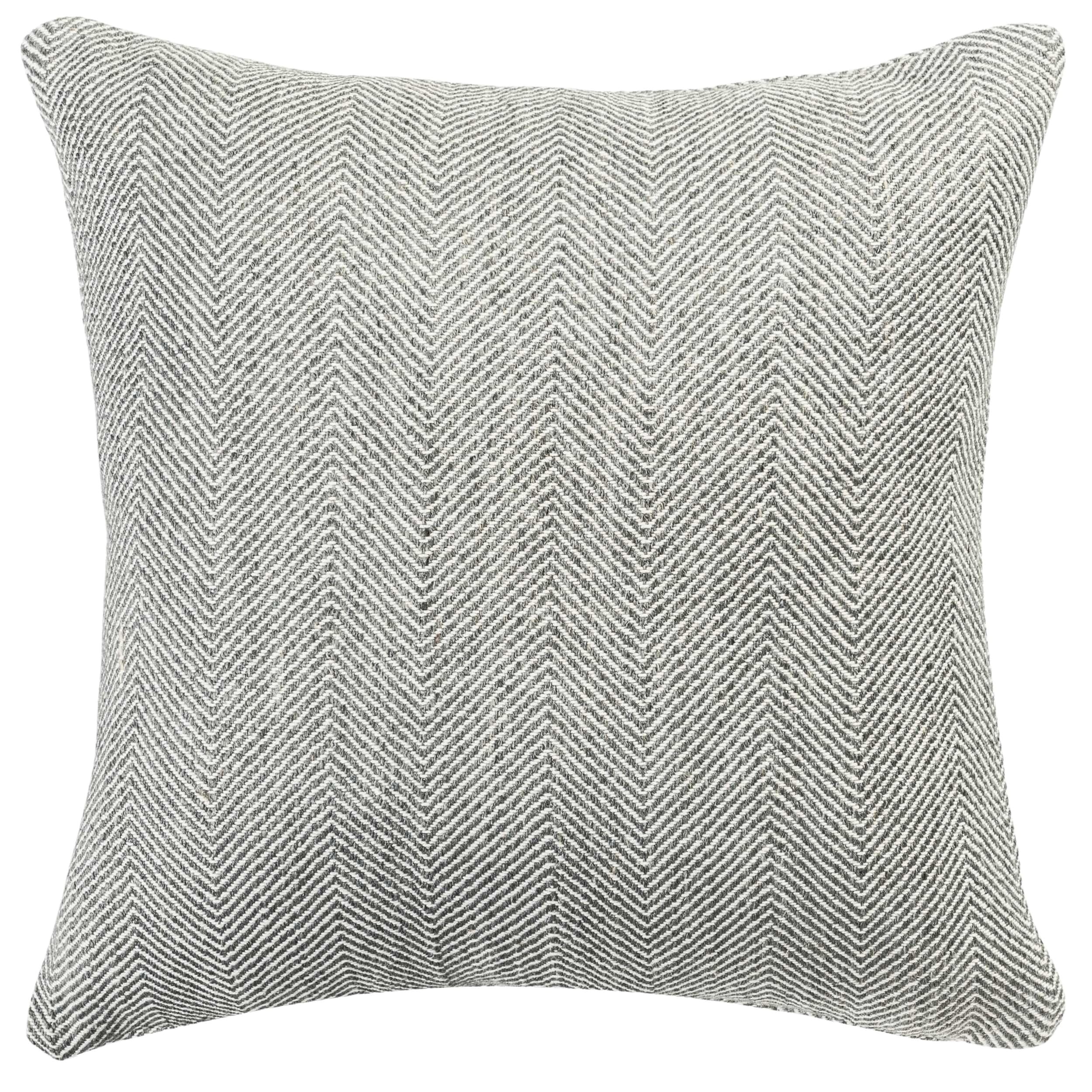 Linen Loft Grey Faux Wool Linen Blend Herringbone Cushion Cover In Stone Traditional Linen-Mix Wool Effect Fabric. 17X17" Square Cover Only