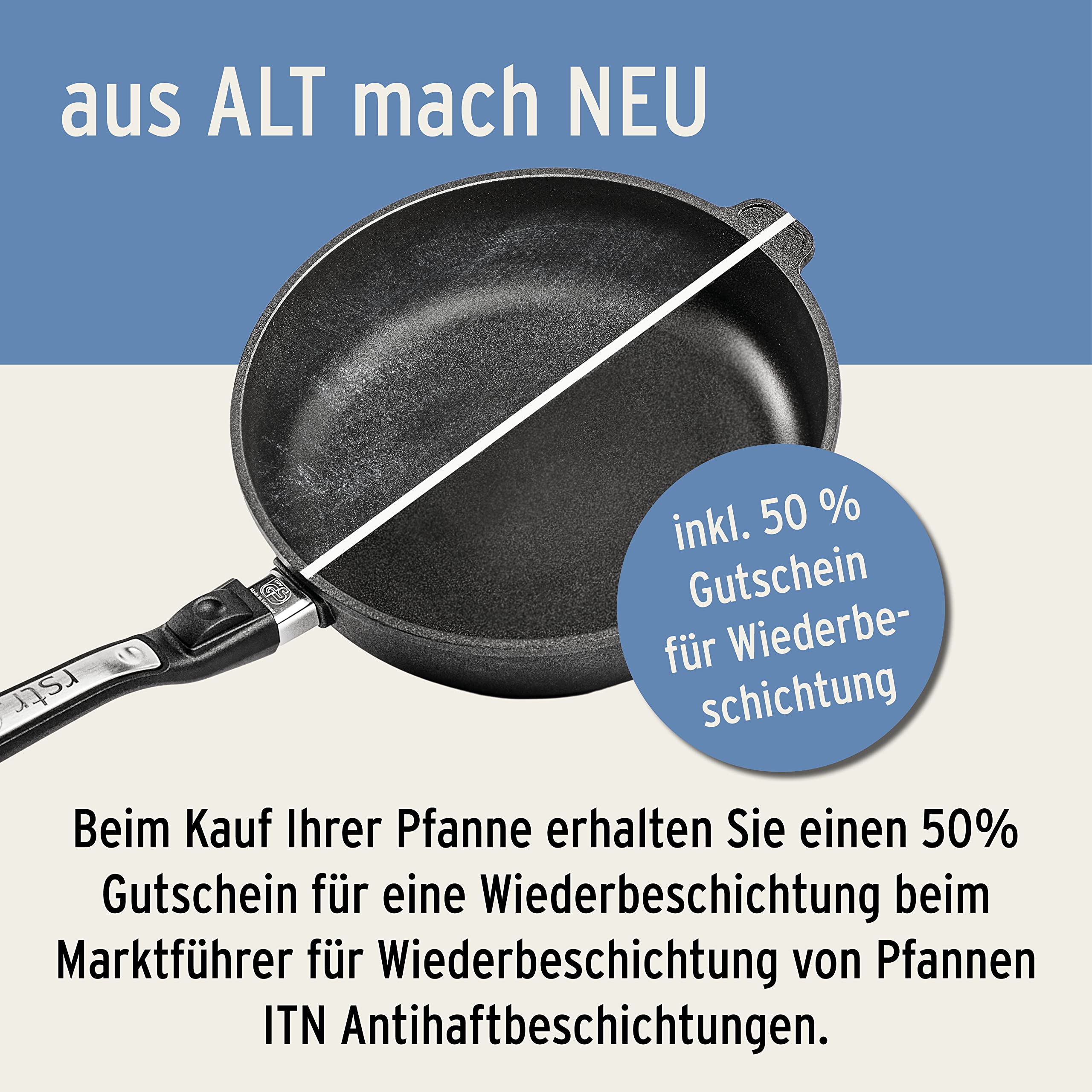 Bratpfanne Aluguss Ø 28cm I 7cm Hochrand I Induktion EpicSkillet Luxe I Handmade in Germany I Hochrand I Antihaftbeschichtet I Griff abnehmbar