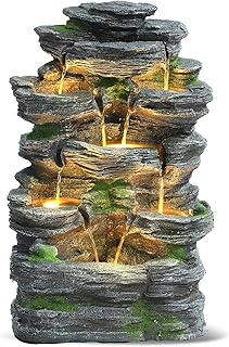 10 Rock Garden Fountain Ideas for Natural Landscapes 15 Grepatio Outdoor 7-Tiers Cascading Rock Water Fountain, Waterfall Founta...