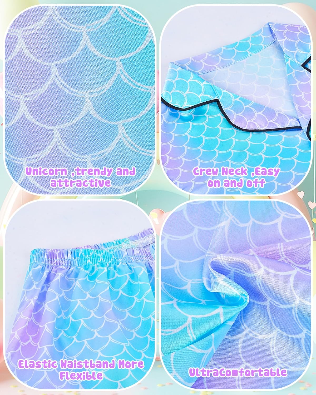 Kids Girls Pajama Set Silky PJS Button-Down Sleepwear Nightwear Loungewear Clothes Set Gifts - Image 6