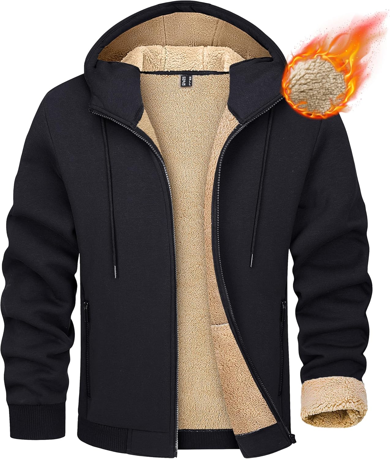 Hoodie Mens Full Sherpa Jacket MAGCOMSEN Mens Fleece Hoodie Sherpa