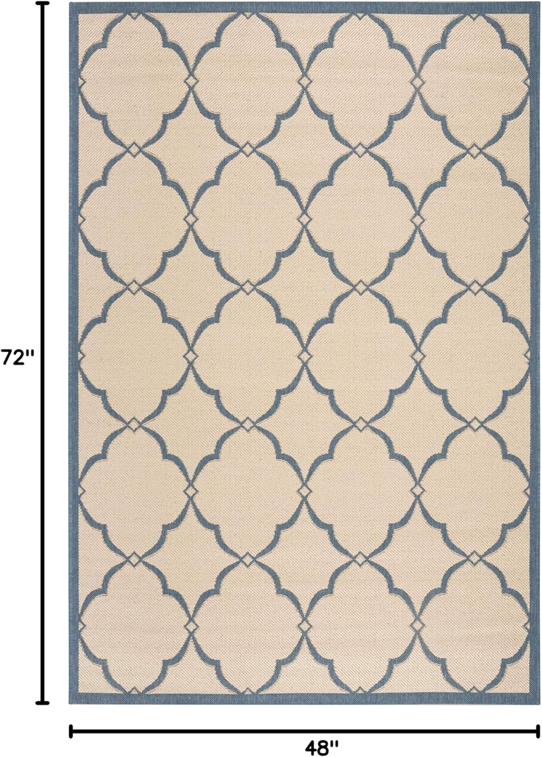 SAFAVIEH Beach House Collection 3' x 5' Cream/Blue BHS125N Trellis Indoor/ Outdoor Non-Shedding Easy Cleaning Patio Backyard Porch Deck Mudroom Accent Rug