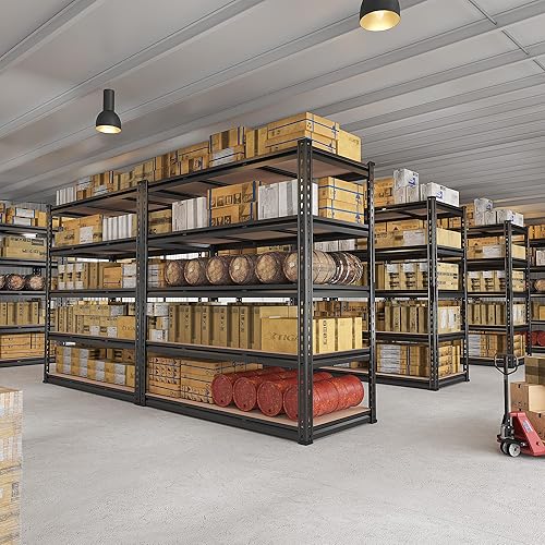 Miniatura 7 de REIBII Estantería de garaje de 48 pulgadas de ancho, estantes de almacenamiento resistentes de 5 niveles, estantes de garaje ajustables para sótano,