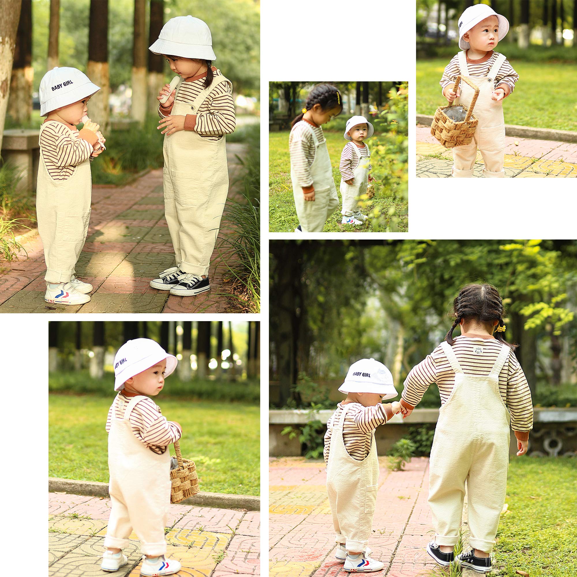 Bebé Infante Niños Niñas Pana Pantalones de Peto Overol Pantalón de Peto Jumpsuit Pantalones con Tirante para 1-4 años de Edad Vintage Retro - Beige Talla 80/86/92/98/104