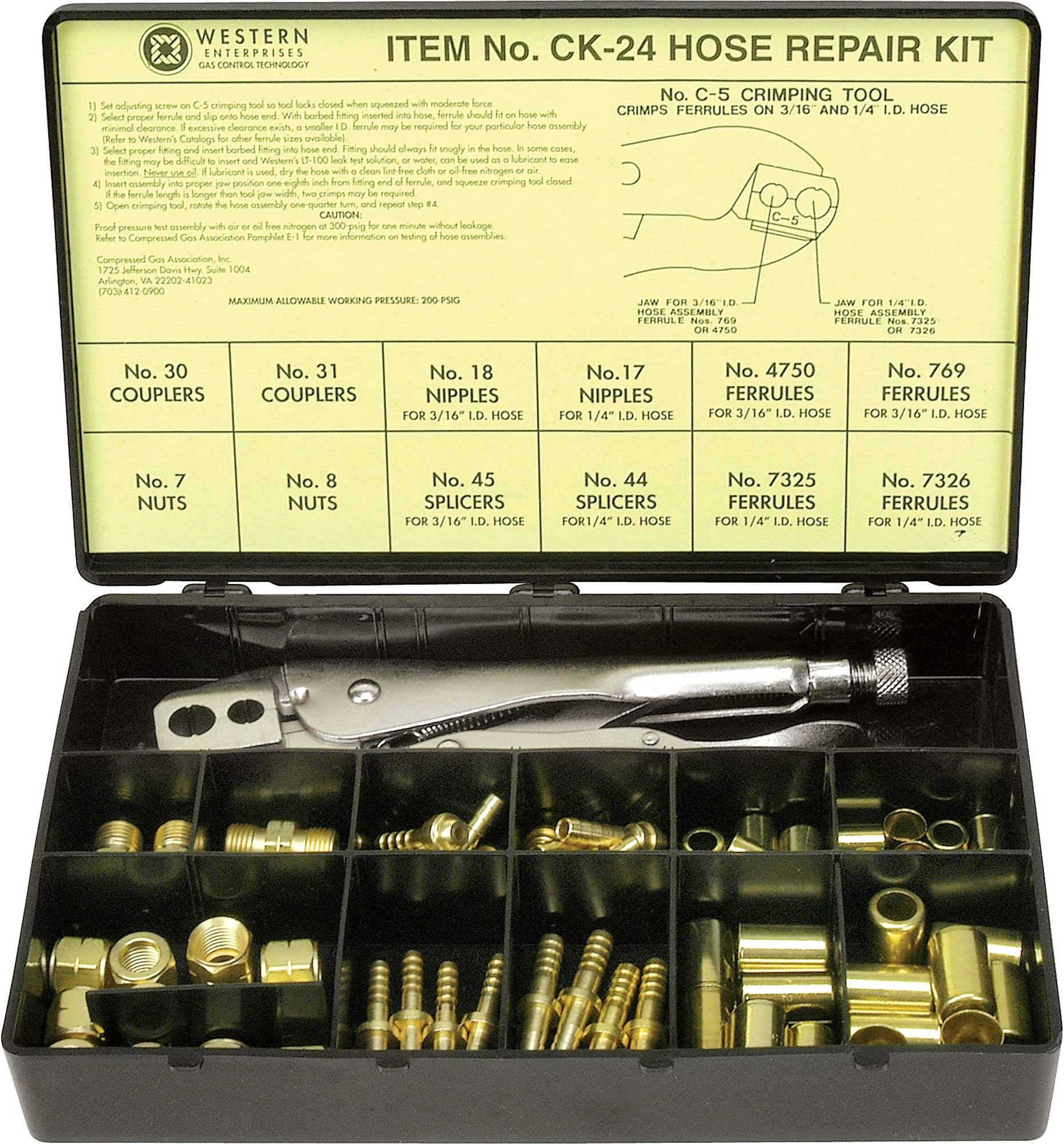 Enterprises CK-24 Other Hose Repair Kits, Fittings/Crimping Tool/Full Color Label/Description Chart, 0.5 Length, B-Size