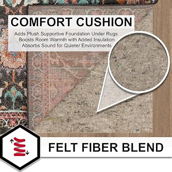 Mohawk Home Felt Rug Pad 4' x 6' - 1/2 Inch Thick Cushion for Area Rugs, Protective Underlay for Hardwood Floors, Comfort and Insulation Felt Only Pad