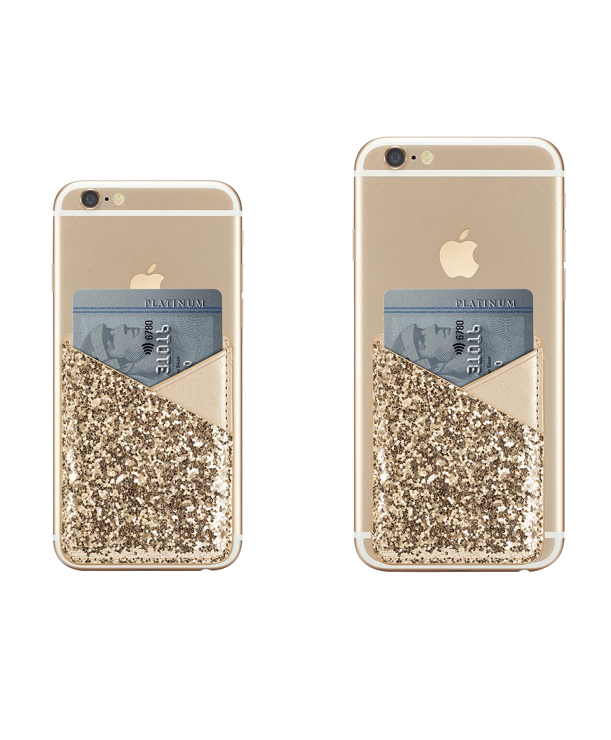 Glitter Phone Card Holder, Multi-functional ID Credit Cards Slot Adhesive Purse Sleeve stick on Wallet for iPhone 12 Pro/XS/SE,Galaxy Note 20 Ultra/S10/A70/A51