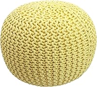 Vista 19 de Puf Cotton Craft tejido a mano con estilo de cable Dori Pouf, otomano para el piso, 100 % algodón trenzado, hecho y cosido a mano, un asiento único