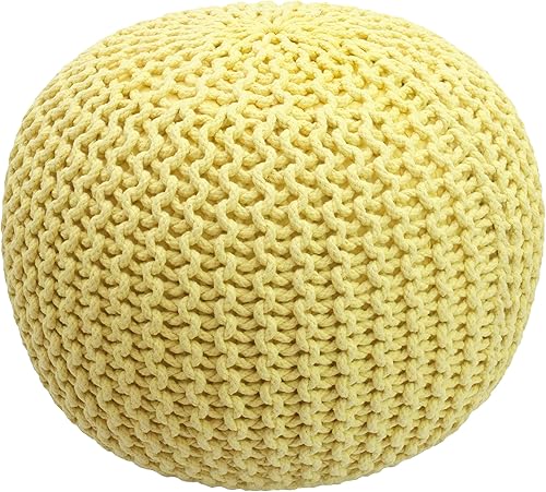 Miniatura 23 de Puf Cotton Craft tejido a mano con estilo de cable Dori Pouf, otomano para el piso, 100 % algodón trenzado, hecho y cosido a mano, un asiento único