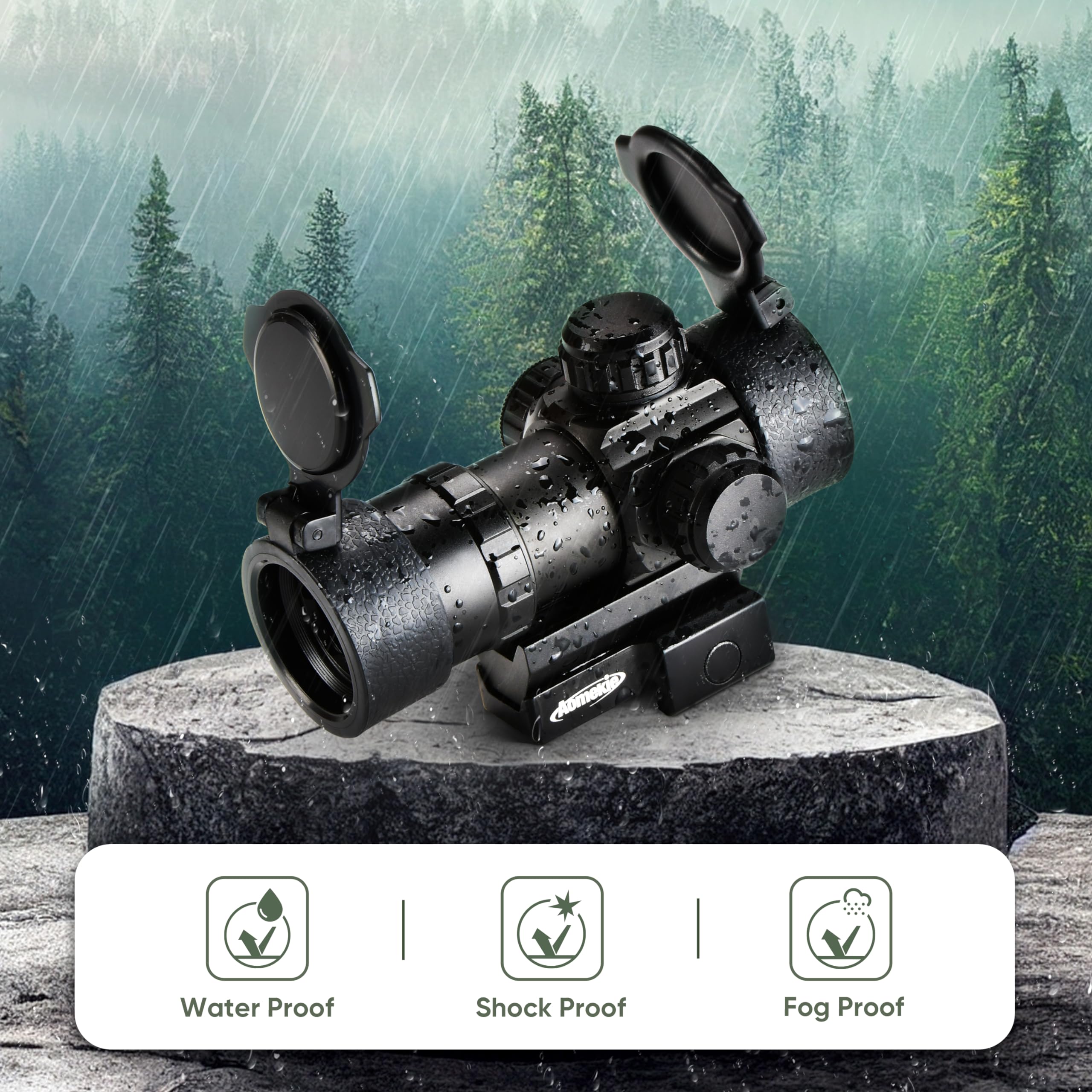 Aomekie Red/Green Dot Sight Airsoft Multi-luminosità Impostazioni Rifle Scope con 20mm/22mm Weaver/Picatinny Rail Mount e Flip up Lens Cover Rifle Scope