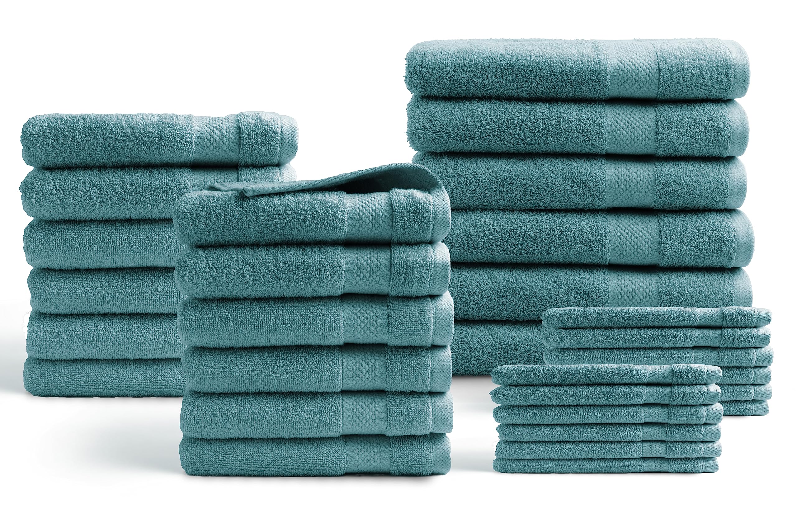 Hotel Collection Handtuch-Set - 30 Stück - 100% Baumwolle - 500 g/m² - Weich - Saugfähig - Oeko-TEX Zertifiziert (Denim Blau)