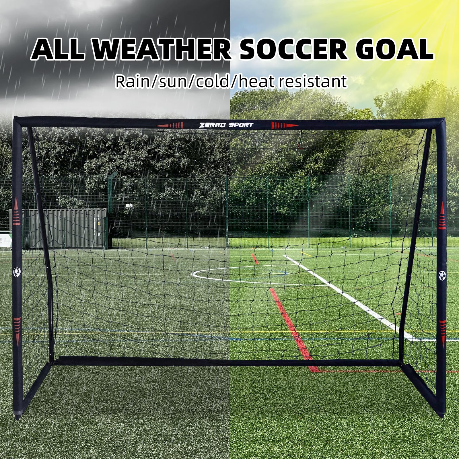 ZERRO Fussballtor Outdoor Fußballtor 180/240/300 für Erwachsene und Kinder zum Spielen und Trainieren im Garten