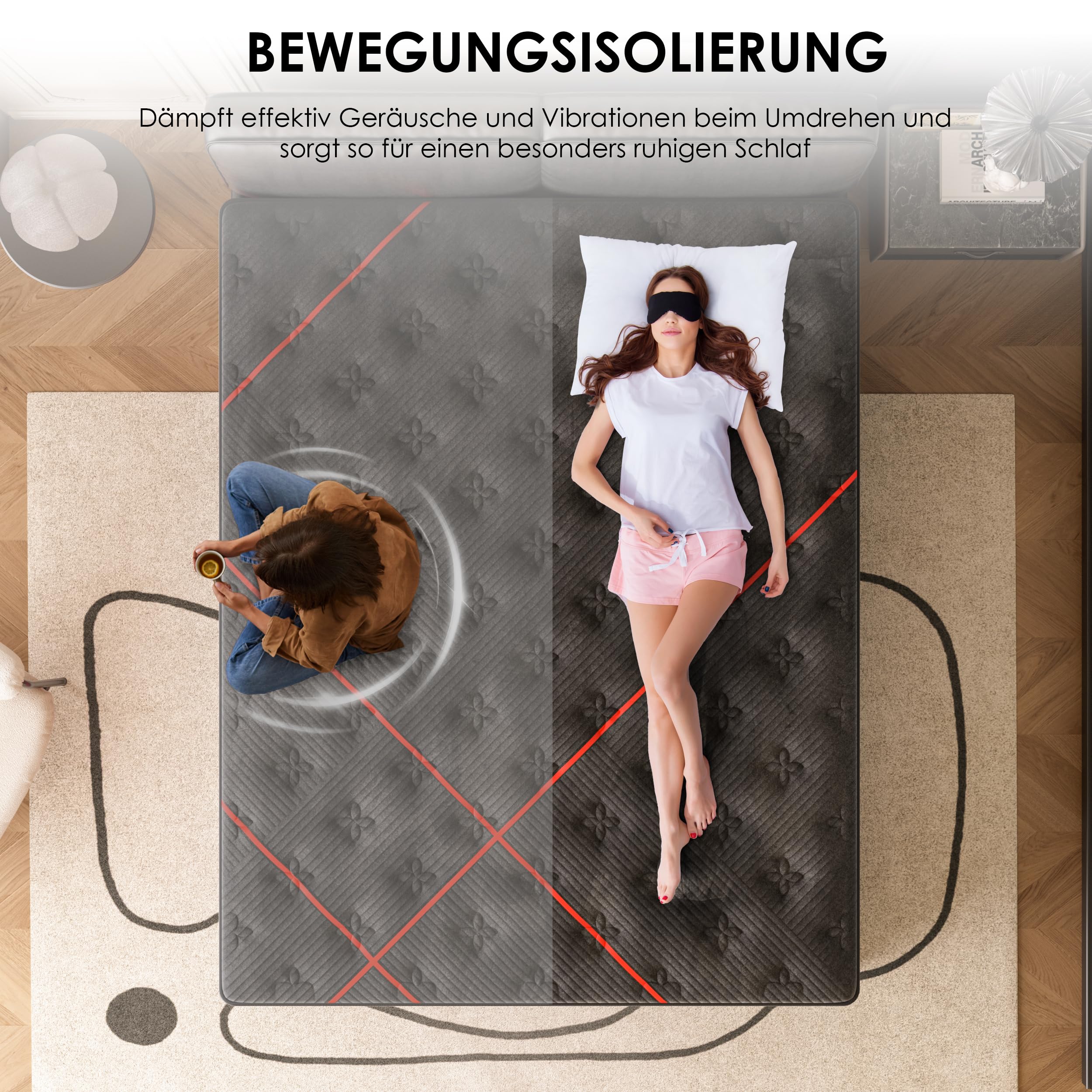 DEWINNER Matelas 160x200 cm丨Épaisseur 30 cm丨Mousse à Mémoire de Forme | Ressorts Ensachés丨7 Zones Ergonomiques丨Hybride丨Fermeté Moyenne丨Respirant et Anti-Humidité