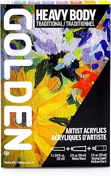GOLDEN Heavy Body Acrylics Traditional Set, 8 Colors + Glazing Liquid | A selection of historically significant artist grade colors ideal for figurative painting.