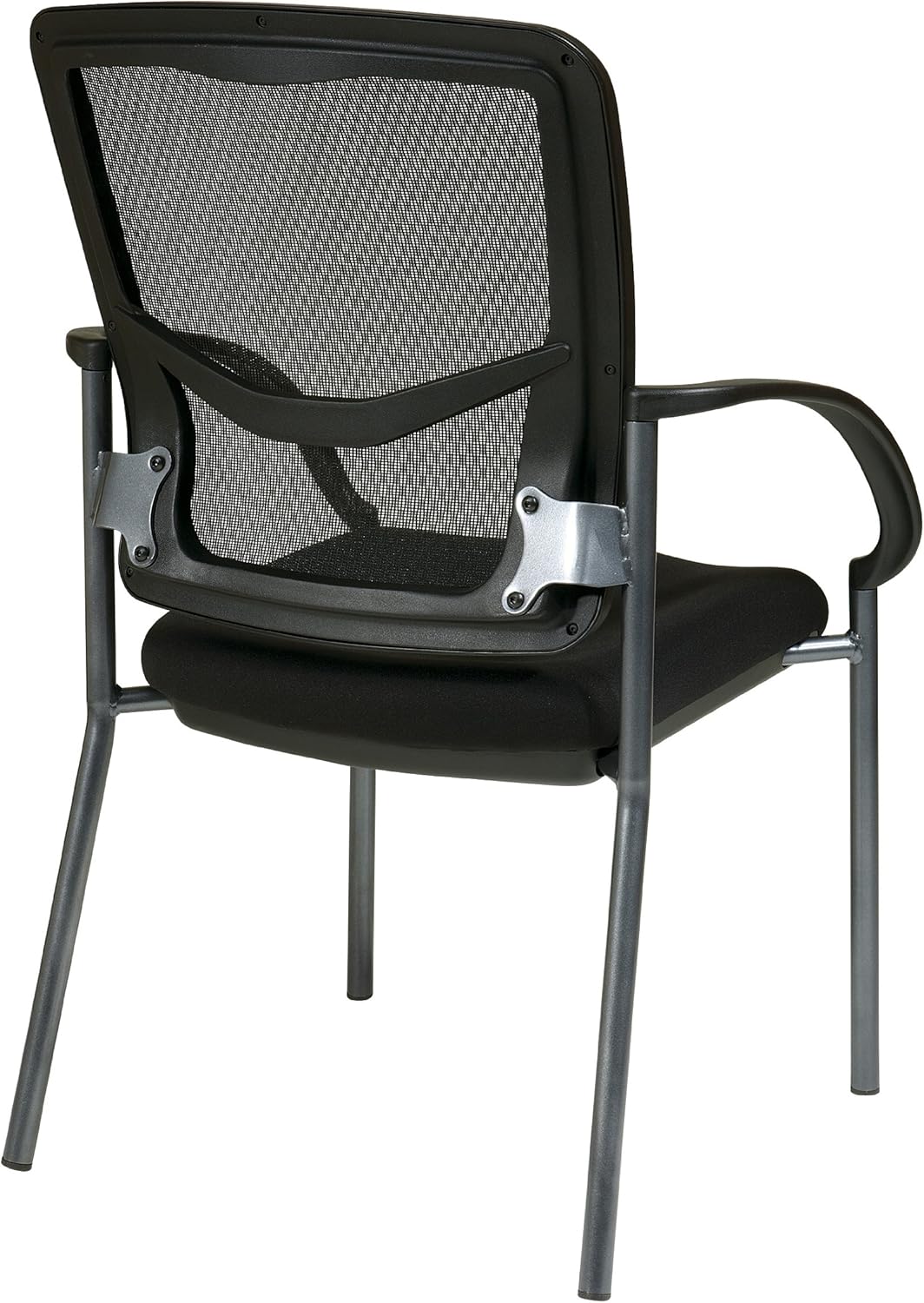 Office Star Breathable ProGrid Back and FreeFlex Coal Seat with Arms Stacking Chair, Titanium Finish : Office Products