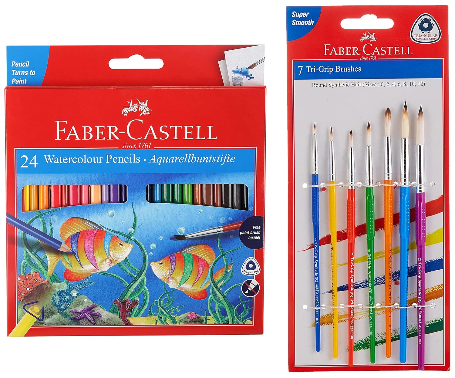 FaberCastell Watercolor Pencils, 24 Pieces & FaberCastell TriGrip