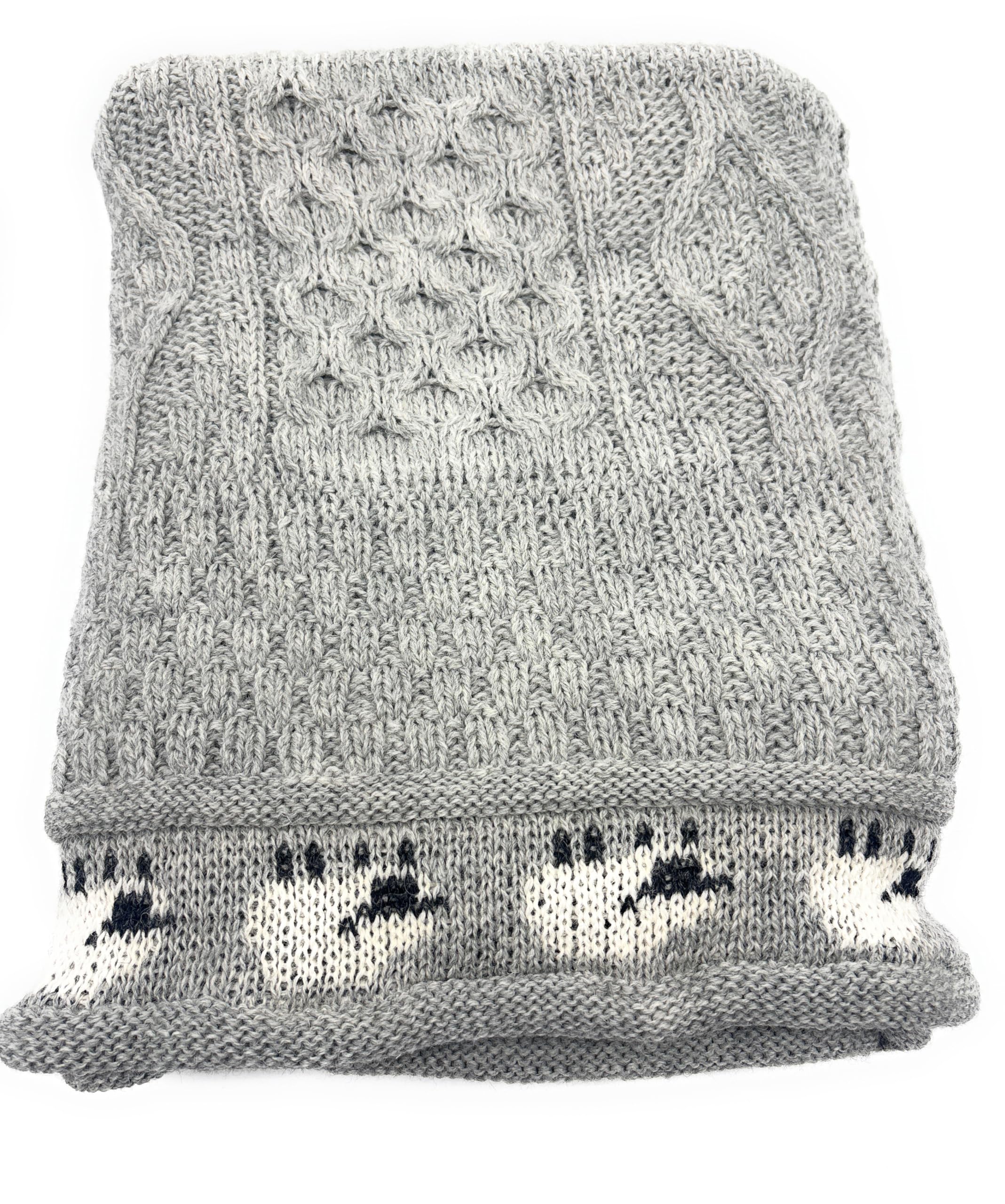 Scottish Essence Light Grey Pure British Wool Aran Throw Blanket, Natural Sheep, Uk Made (Light Grey)