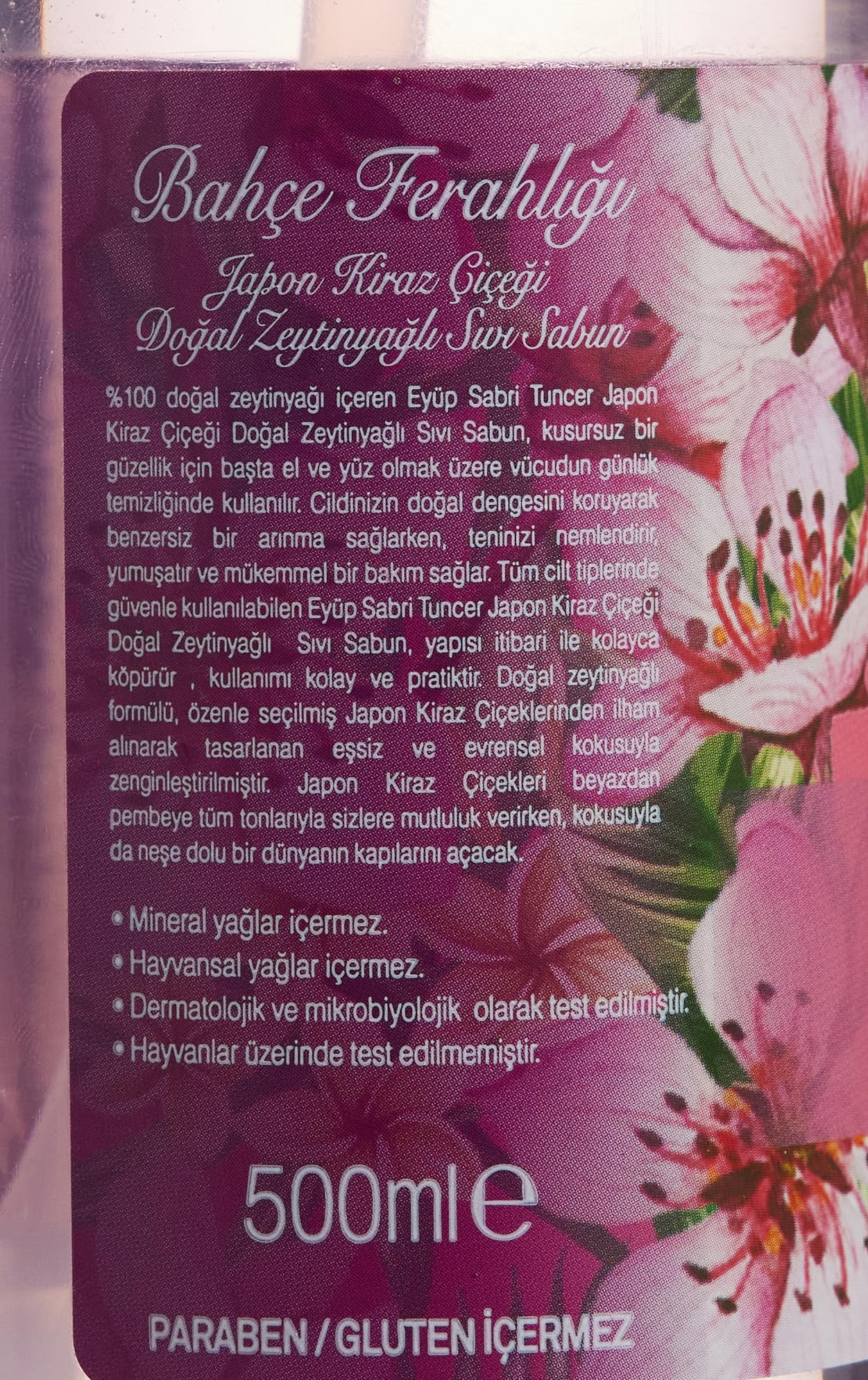 Eyüp Sabri Tuncer Doğal Zeytinyağli Sıvı Sabun Japon Kiraz Çiçeği (500 ml) 2li paket