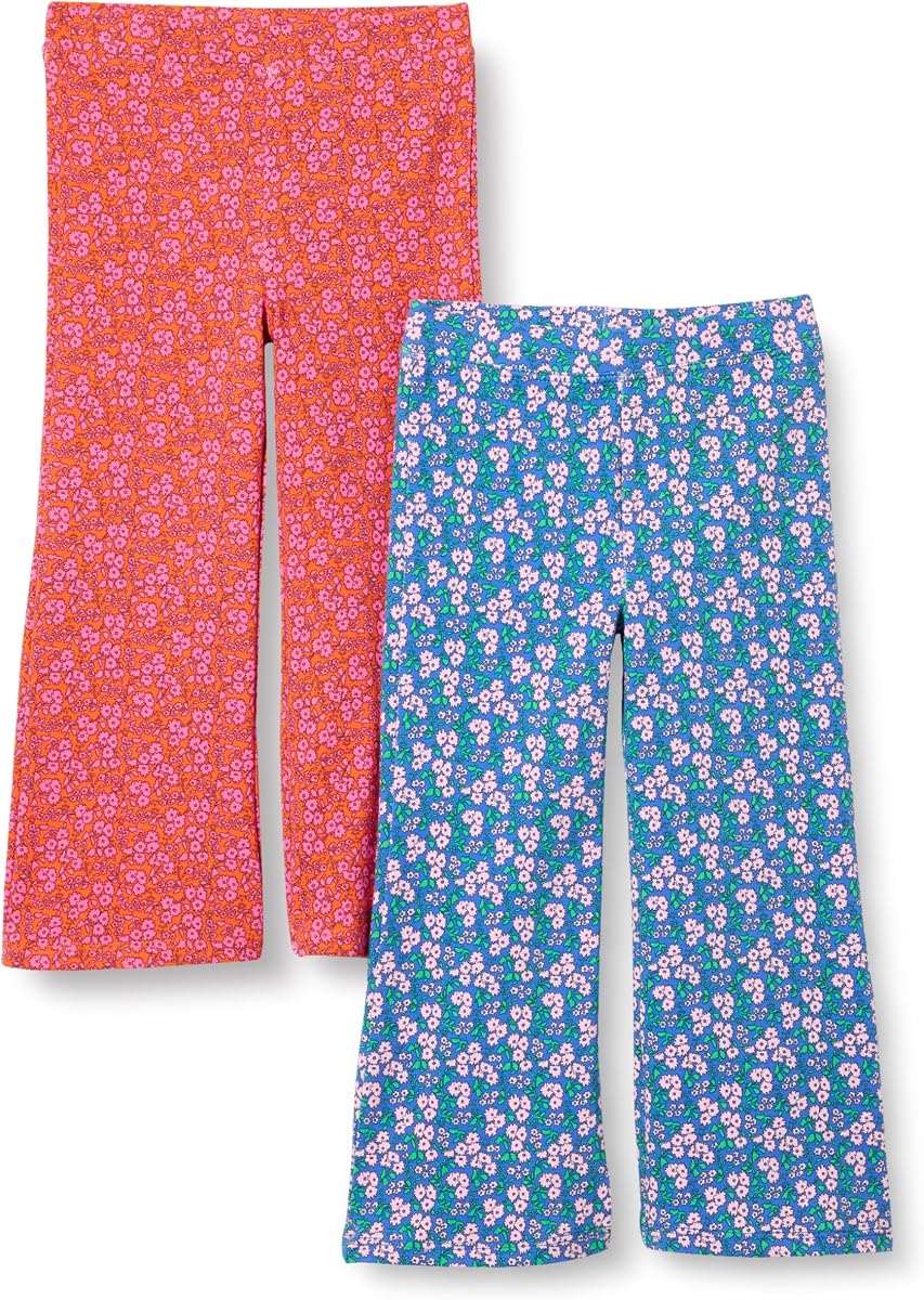 Girls and Toddlers' Slim-Fit Cotton Knit Flare Leggings, Pull On, Pack of 2