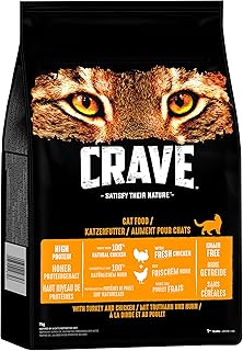 Crave Adult Trockenfutter mit Truthahn & Huhn, 7kg (1 Beutel) – Premium Katzenfutter trocken mit hohem Proteingehalt und ohne Getreide – Hergestellt mit 100 Prozent natürlichem Huhn product image