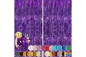 Purple Streamers Foil Fringe Curtain 3.3 x 8.3 ft Party Streamer Curtains for Mermaid Birthday