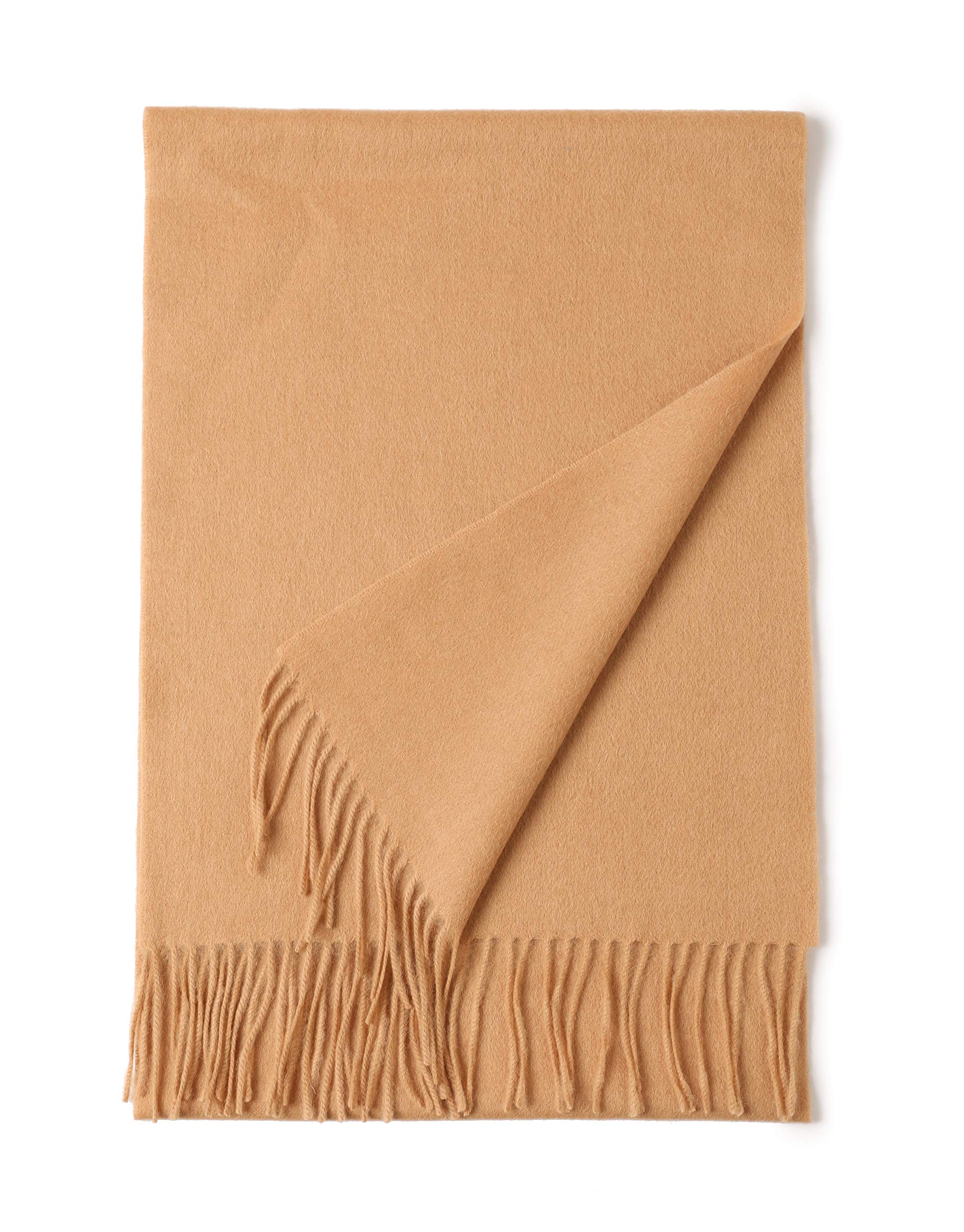 Prettystern Women's Golden Beige Long And Soft Wool Scarf With Fringes For Autumn Winter Men And