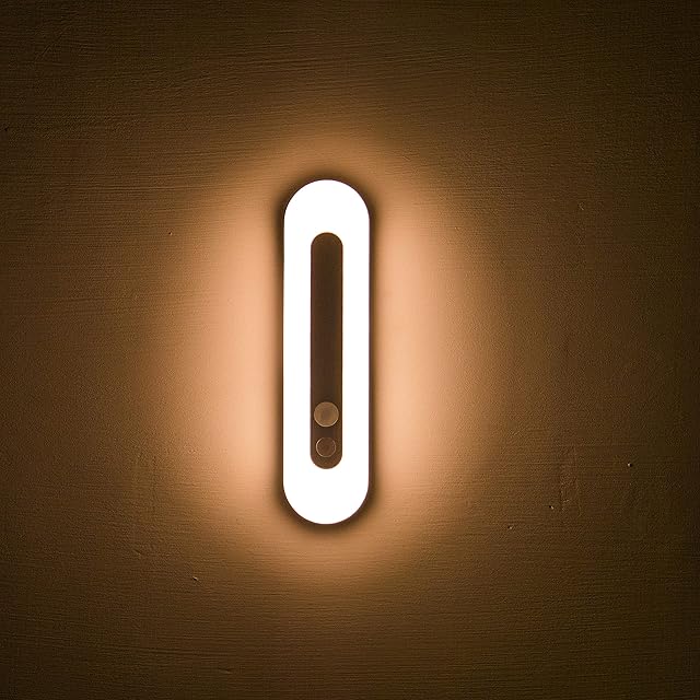 GHJ Motion Sensor Under Cabinet Kitchen Night Lights, USB Rechargeable Magnetic Wardrobe Lighting, Led Wireless Lights for Kitchen, Stairs, Bedroom,Cupboard (7inch, Warm Light)