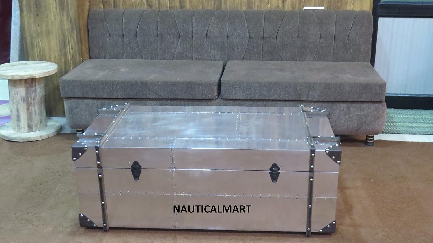 NauticalMart Commander Aluminum Storage Trunk Coffee Table