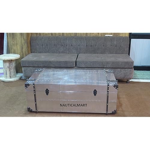 NauticalMart Commander Aluminum Storage Trunk Coffee Table