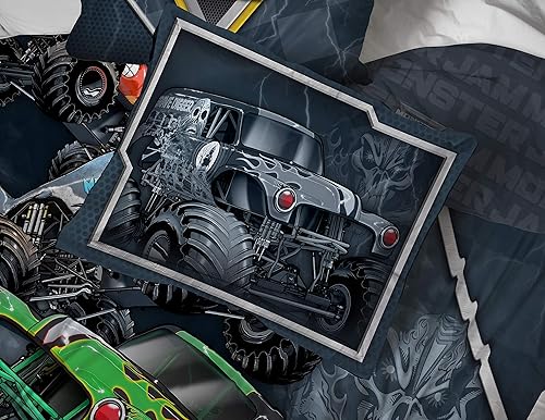 Vista 122 de Jay Franco Blippi & Meekah Trucks - Juego de edredón tamaño matrimonial, juego de sábanas y fundas de almohada de 7 piezas, color azul, juego