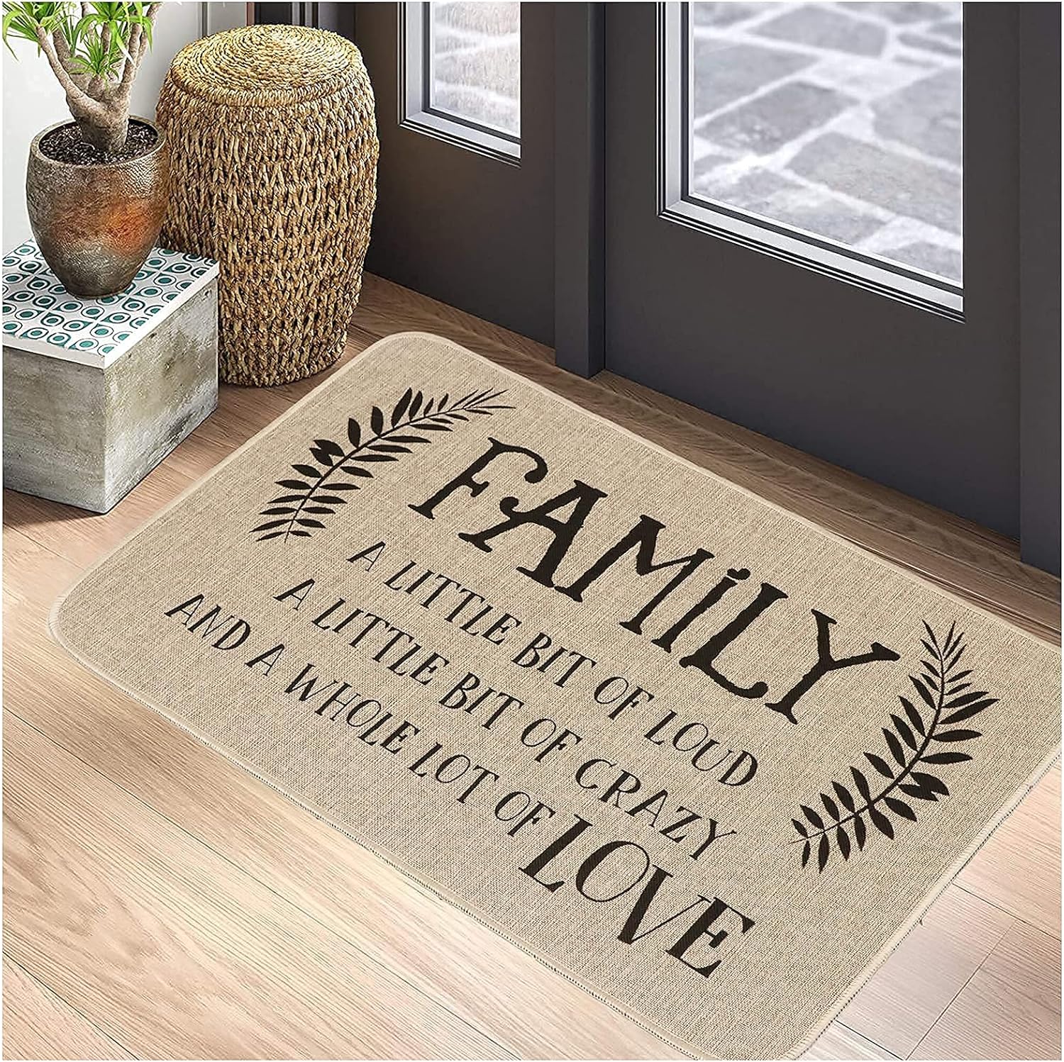 Welcome Mat for Front Door - Farmhouse Family Door Quote Decorative Doormat - Home Floor Mats - Rubber Entrance Rug for Indoor Outdoor - 17x28 inch