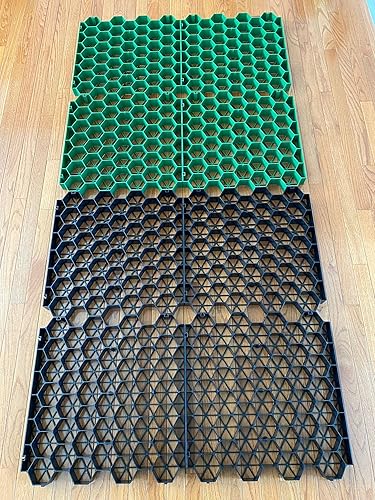 Miniatura 5 de Adoquines de césped permeables planos entrelazados, base de cobertizo de plástico HDPE para paisajismo y refuerzo de suelo en estacionamientos,