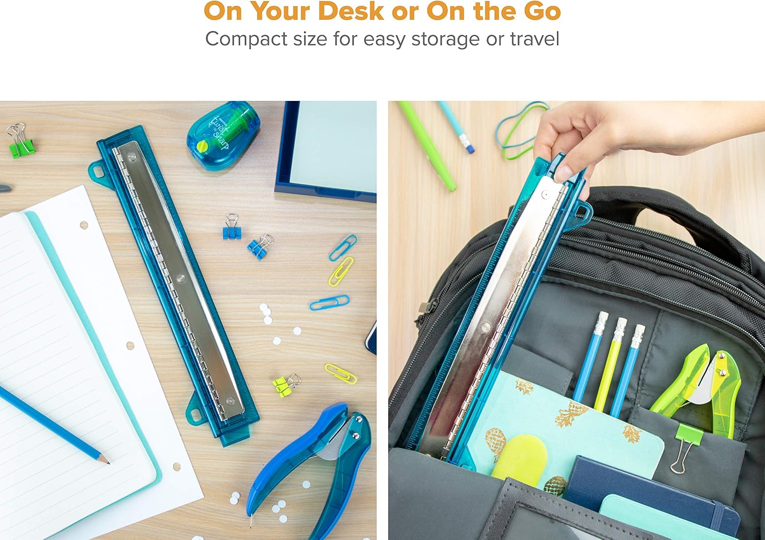 Bostitch Office Ring Binder 3 Hole Punch, 5 Sheets, Includes One Punch in Assorted Colors (RBHP-4C)