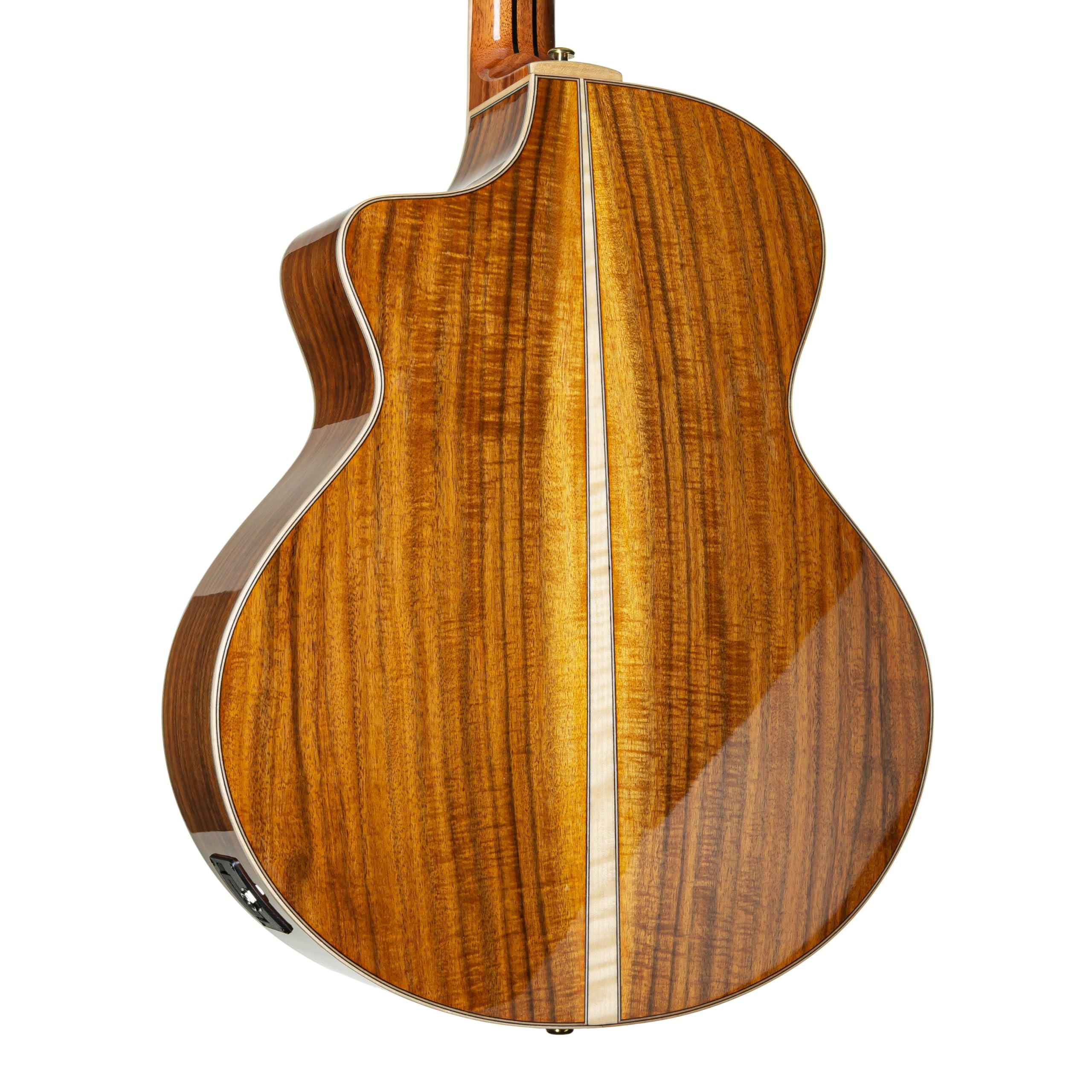 Fame Koa Deluxe Westerngitarre, Akustik-Gitarre mit Tonabnehmer, elektroakustische Gitarre, Grand Auditorium mit Cutaway und Natural Koa Decke