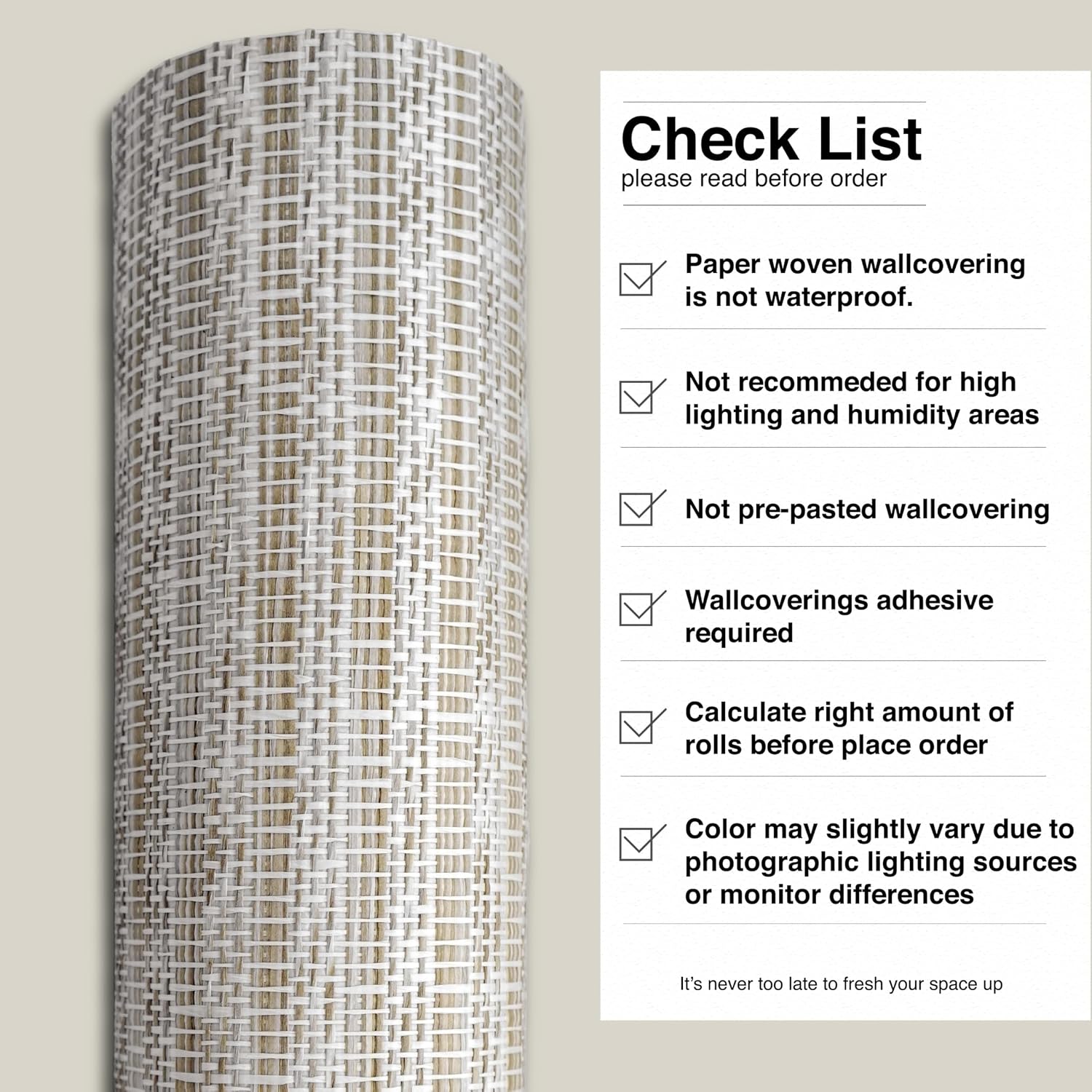 Ansehan Wallcovering W905 Awning Collection 36" W x 8 Yard L, Natural Paper Weave Grasscloth Modern Texture Wallcovering for Living Room Bedroom Feature Wall Biscotti