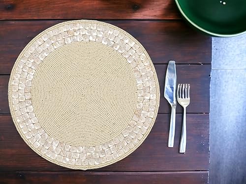 Miniatura 9 de Mantel individual redondo con cuentas hecho a mano para mesa de comedor de 13 pulgadas para reuniones, decoración ocasional y celebraciones