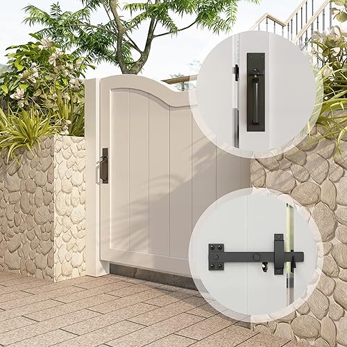 Miniatura 6 de Sdstone Pestillo de puerta resistente para valla de madera, pestillo de puerta de aluminio de dos lados para valla al aire libre, cerrojo de puerta