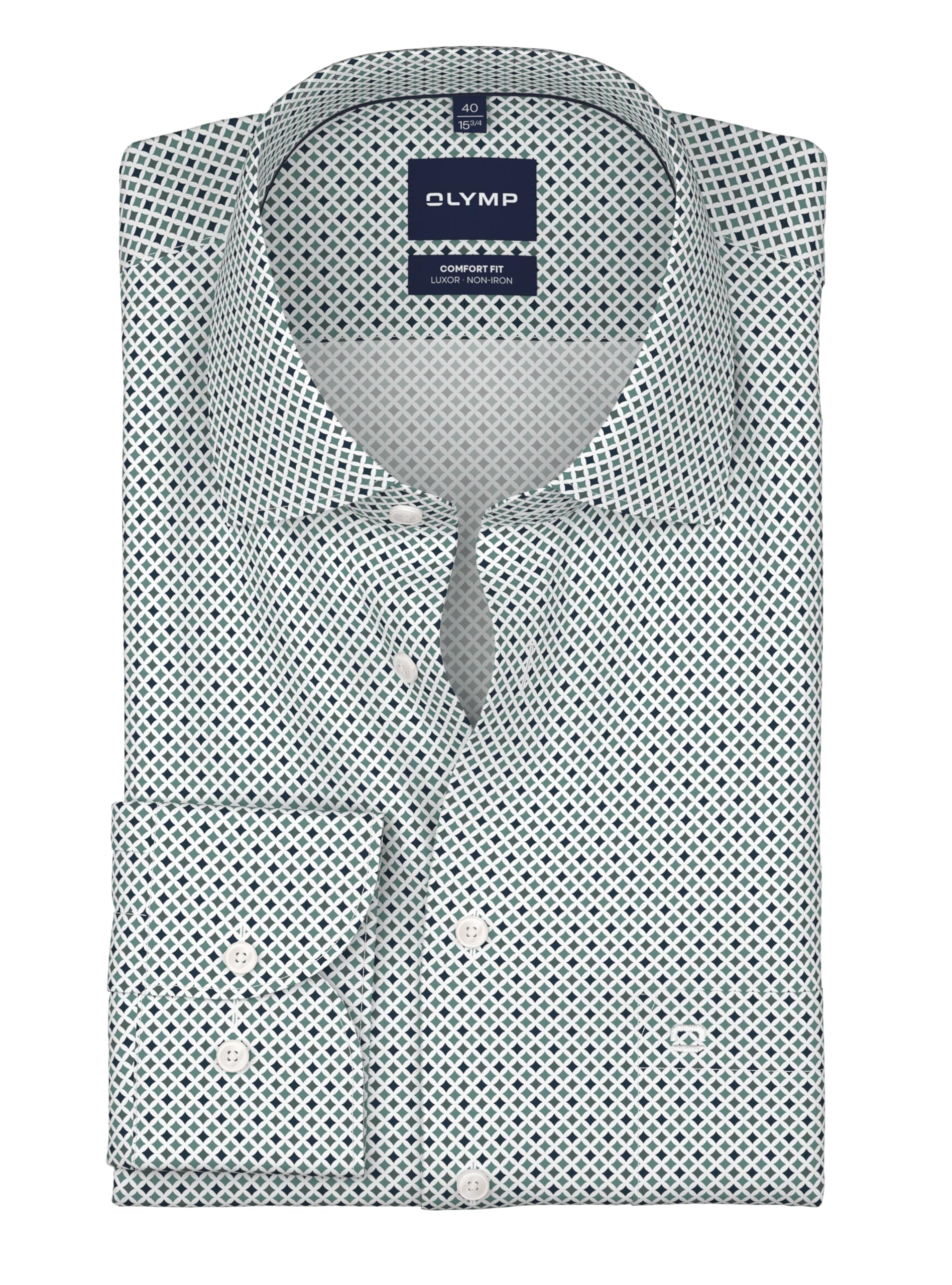 OLYMP Męska koszula biznesowa z długim rękawem, z nadrukiem, Comfort Fit, kołnierz kent, łatwa do prasowania, do biznesu i garnituru