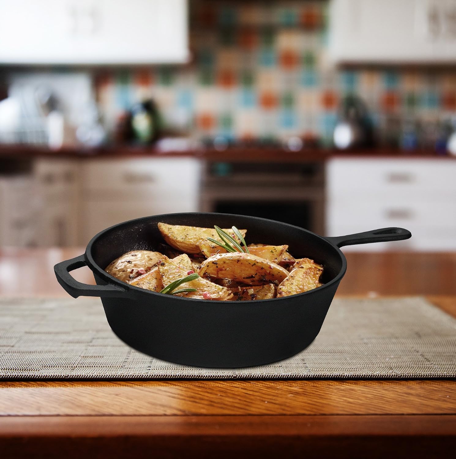 Utopia Kitchen Pre-Seasoned Cast Iron 2-In-1 Combo Cooker with 3.2 Quart Dutch Oven and 10.25 inch Skillet