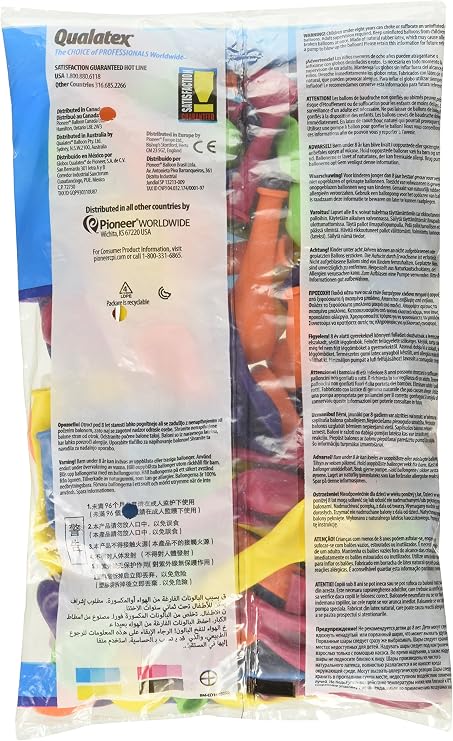 Qualatex 34440 Tropical Assortment Latex Balloons, 5, Multicolor, Pack of 100