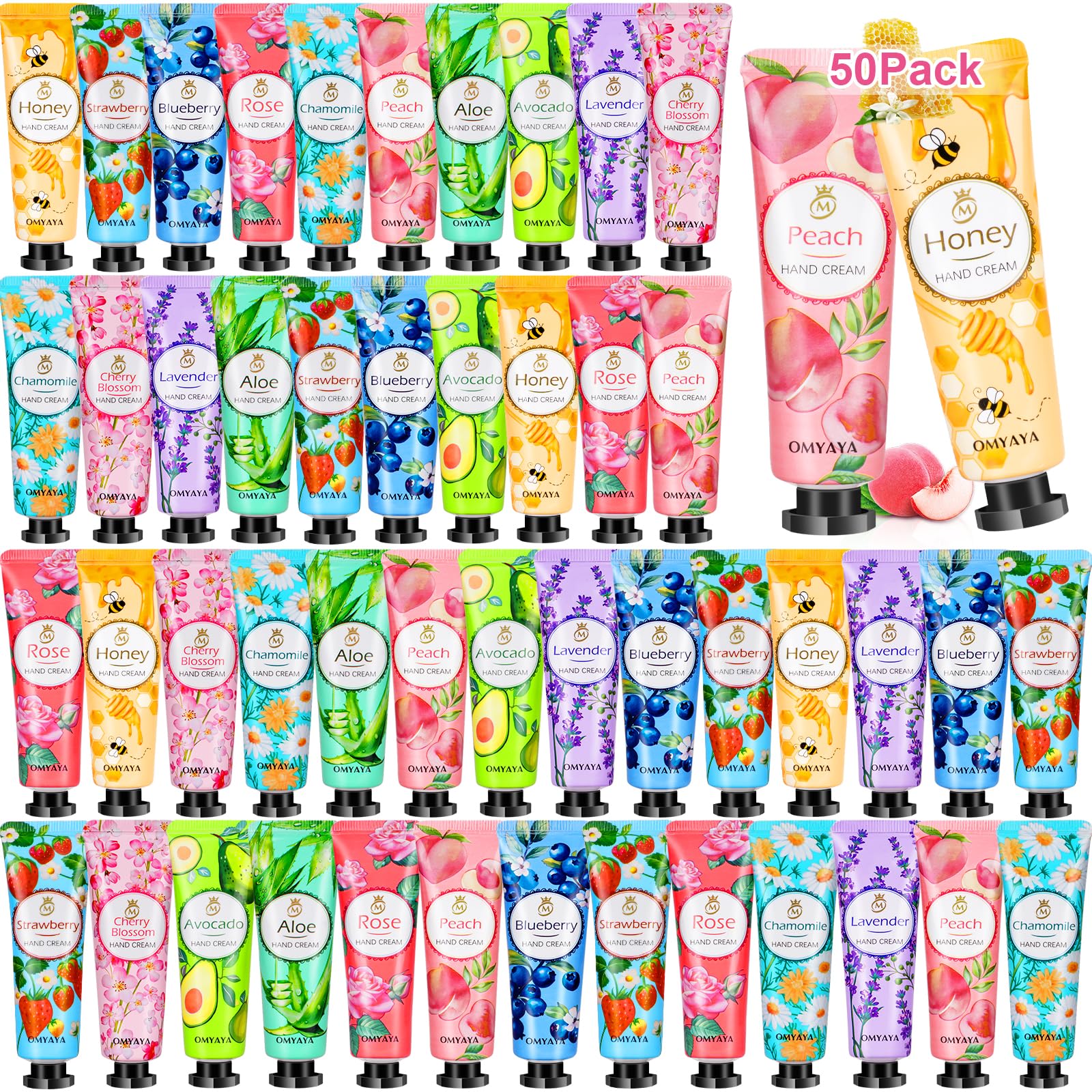 50 Pack Hand Cream Gift Set for Women - Bulk Mini Hand Lotion
