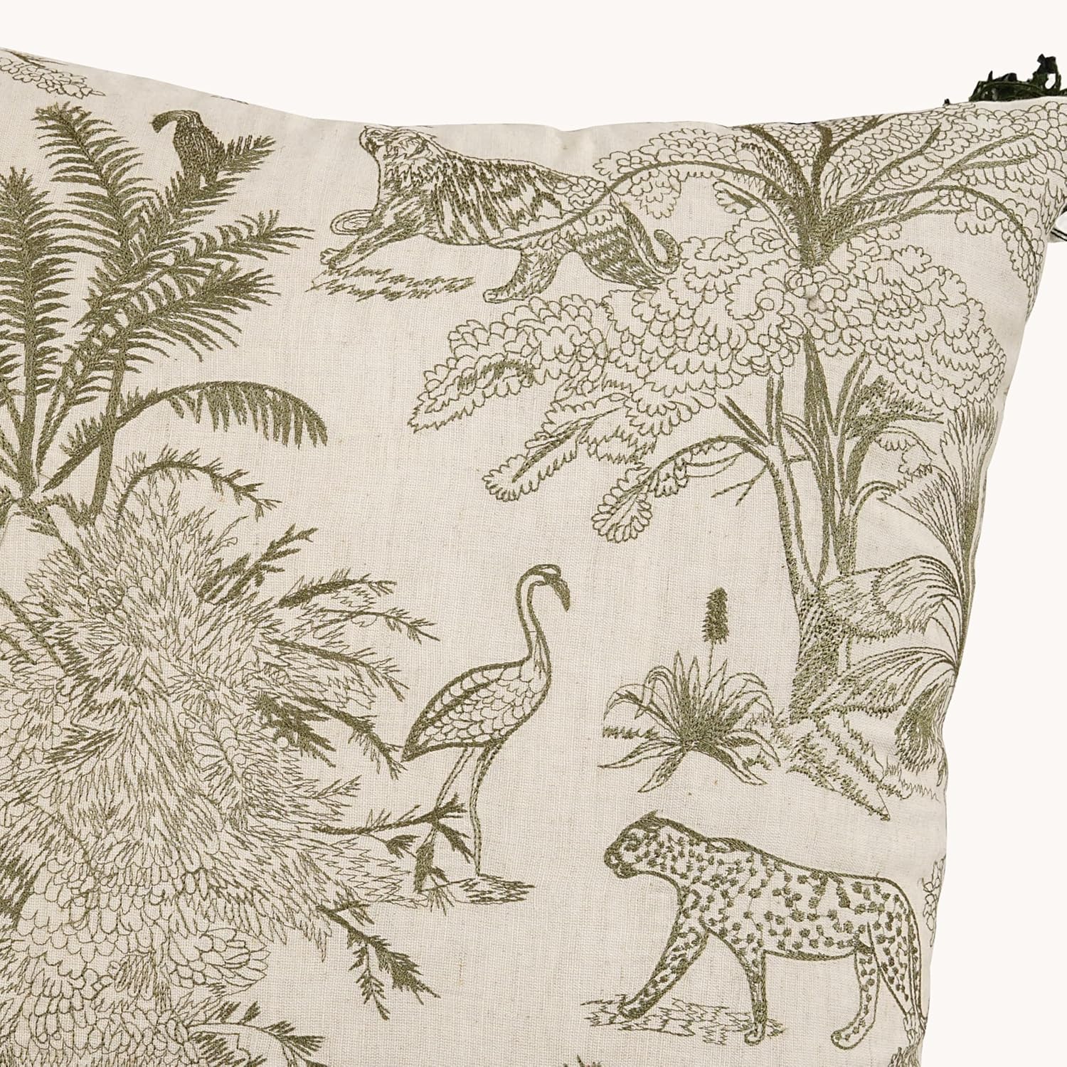 ZOMI Decorative Throw Pillow Covers Cotton Linen Blend Fabric 18"x18" Set of 2 for Living Room, Sofa Couch, Embroidered Cushion Covers For X-mas, Thanks Giving, Hidden Zipper, No Insert (Jungle Green)