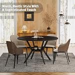 Round Kitchen Dining Table for 4, 42" Black Dinner Table with Storage Shelf, Wooden Circle Pedestal Table, Mid Century Modern Dining Room Tables for Kitchen, Living Room, Restaurant, Apartment