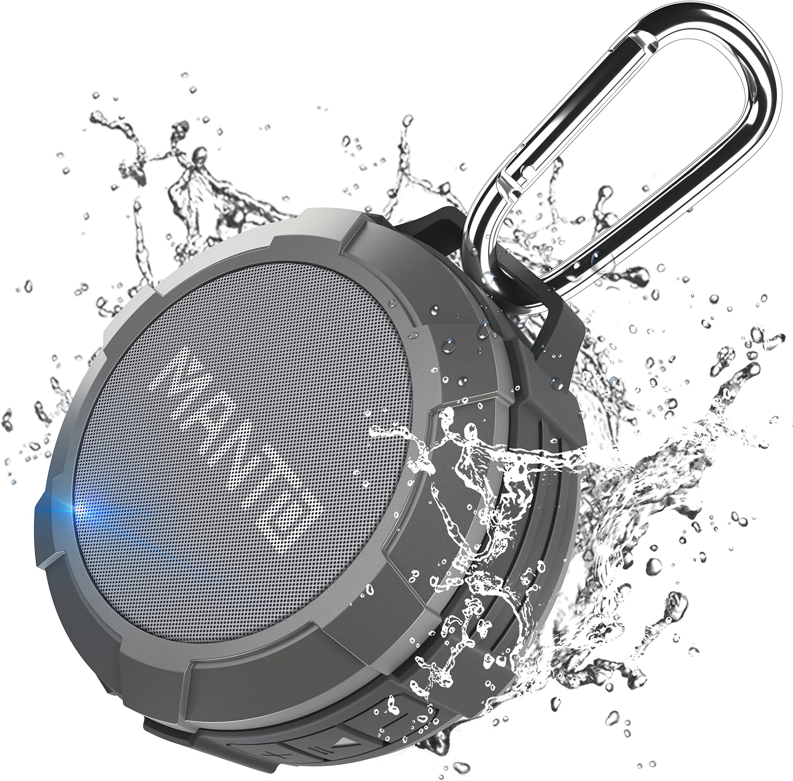 MANTO Bluetooth Speaker, Portable Wireless Speaker Mini Waterproof Speaker 12 Hour Playtime Stereo Sound System for Shower, Outdoor Hiking, Camping, Cycling - Grey
