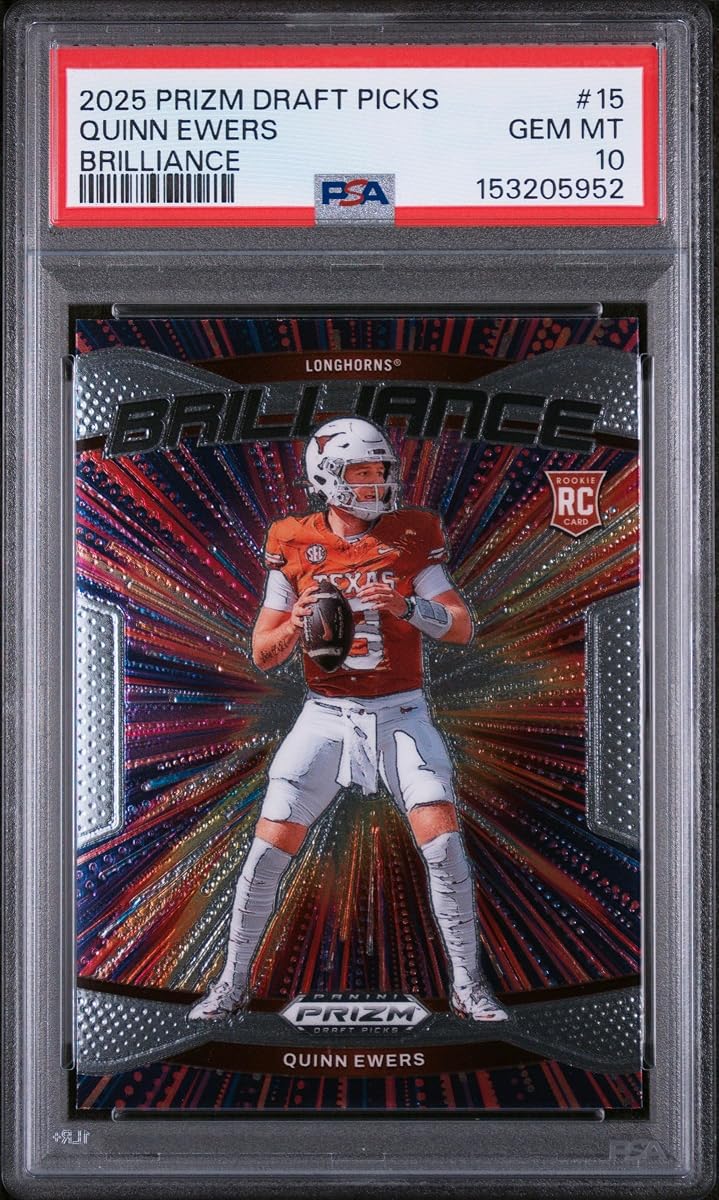 Graded 2025 Panini Prizm Quinn Ewers #15 Brilliance Rookie RC Card PSA 10