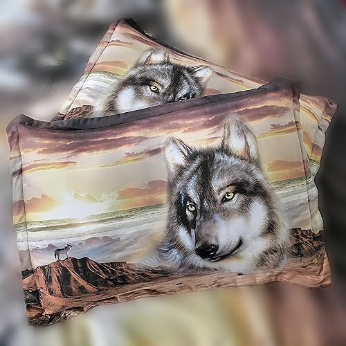 Miniatura 2 de Juego de ropa de cama exótica 3D con patrón de lobo del desierto dorado tamaño Queen para adolescentes niños y hombres decoración de dormitorio de