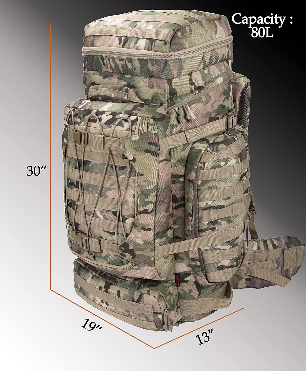 XMILPAX Internal Frame Backpack Military Rucksack Tactical MOLLE Pack for Backpacking Hiking Camping Trekking 80L (Camo) : Sports & Outdoors